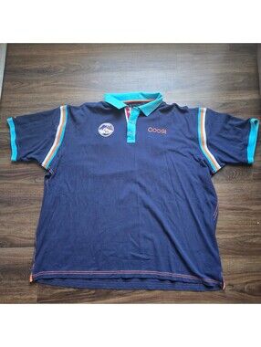 Vintage Coogi Polo Shirt Mens 5XL Navy Blue Embroidered Deer Patch Y2K HipHop 5X